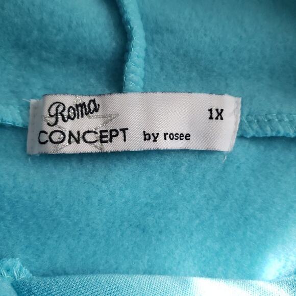 Roma Concepts Women's Draw String Hem Cropped Hoodie 1X - Picture 10 of 12